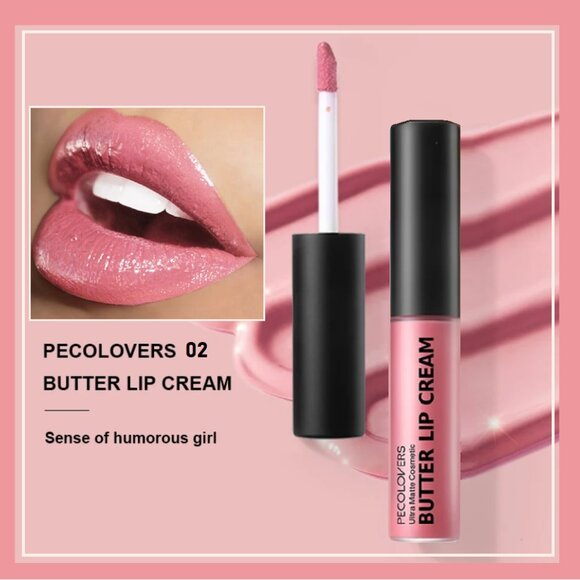 Pecolorvers Ultra Matte Butter Lip Gloss Cream Full Size Color 02 Pink Hydrating - Picture 3 of 6